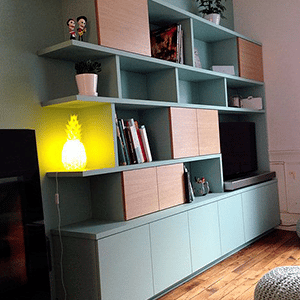 Bibliotheque bois vert clair-Mayenne, la baule