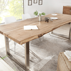 Table rectangulaire chêne brut pied alu gris brossé- Mayenne - La Baule
