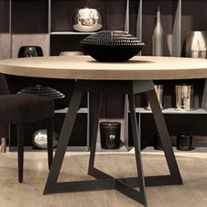 Table ronde bois et pied métal-Mayenne La Baule