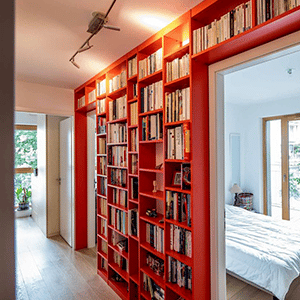 bibliotheque couloir orange-Mayenne, la baule