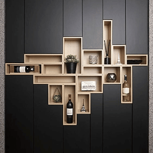 bibliotheque design bois et noir-Mayenne, la baule