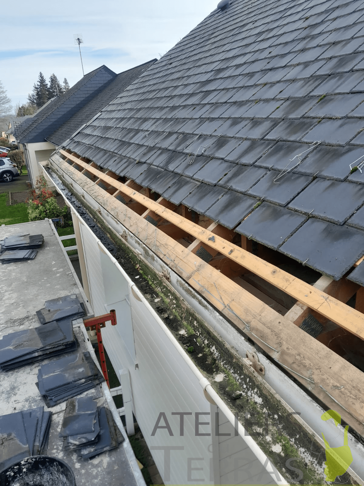 gouttières remplacée en zinc naturel Mayenne
