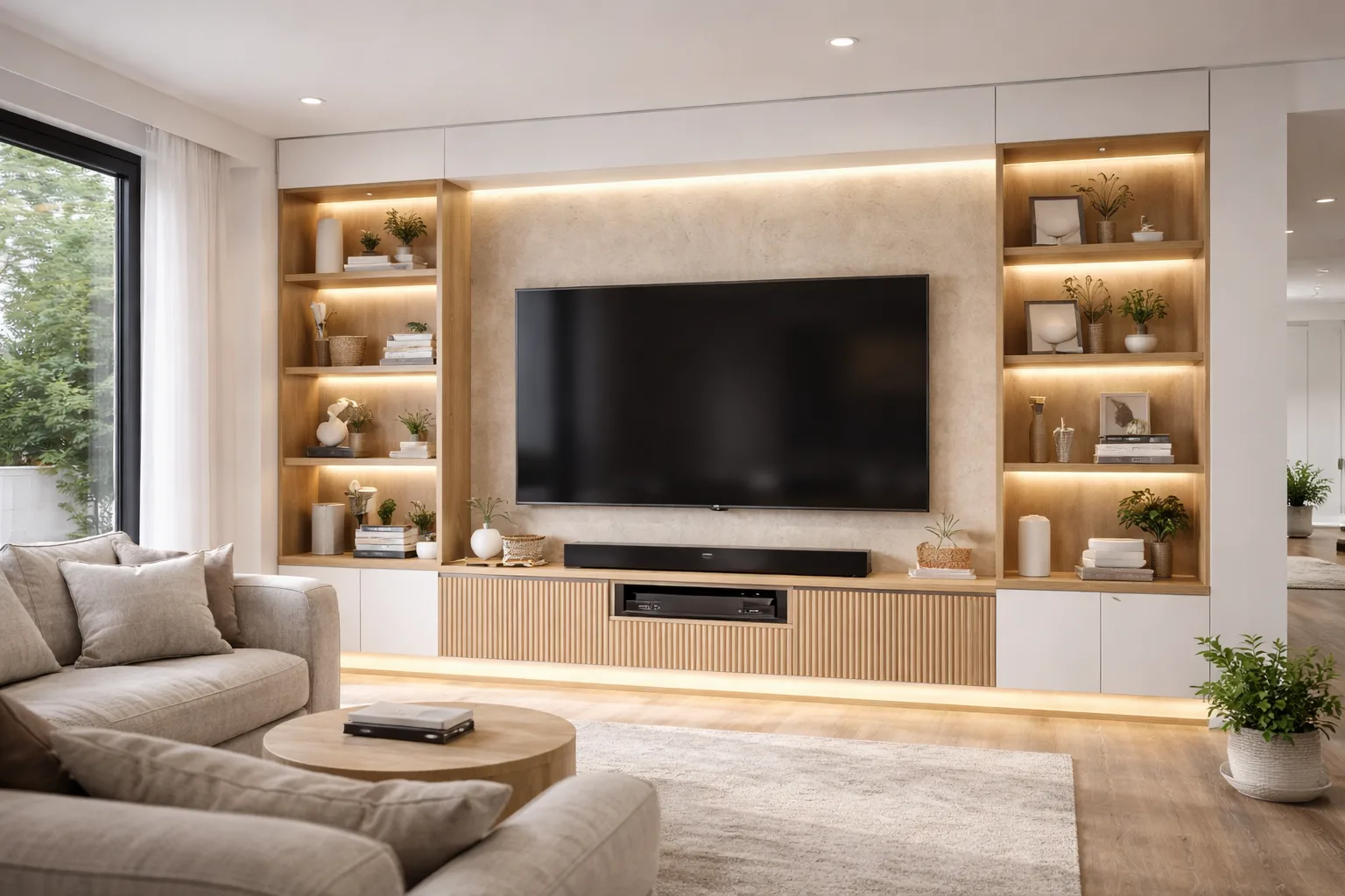 Optimiser un salon avec un meuble TV sur mesure à Mayenne : esthétique, rangement et confort